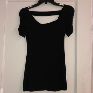 black ribbed shoulder t shirt